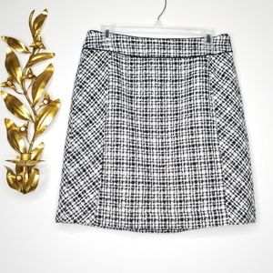 WHBM Black White Metallic Tweed Straight Skirt 6